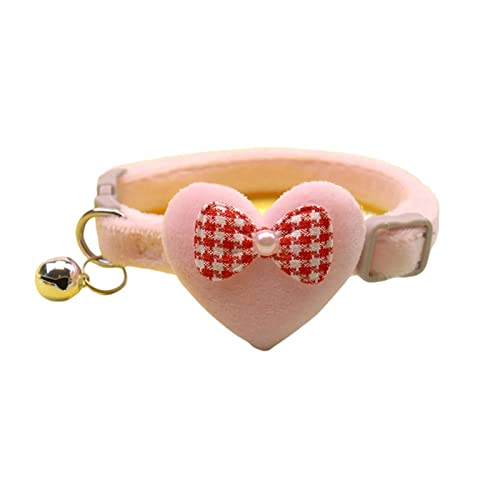 Kripyery Haustier-Halsband für Haustiere, Katzen, Hunde, Herz, Schleife, dekorativ, weiches Rosa von Kripyery