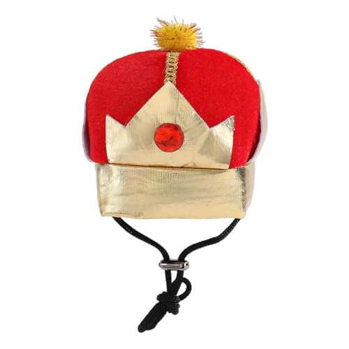 Kripyery King Crown Haustiermütze, Haustier-Kopfbedeckung, Haustiermütze, Cartoon-Hunde, Königskrone, verstellbare Größe, weiche Haustier-Kopfbedeckung, kreative Cosplay-Requisite, Haustierbedarf, Rot von Kripyery