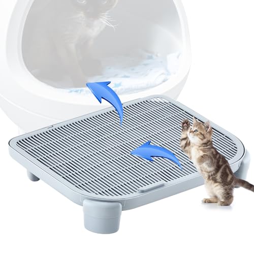 Kritkin Katzentoiletten-Rampe für Katzentoilette, einfache Reinigung, Stufe und Treppe, einfacher Einstieg für ältere Kätzchen, kompatibel mit verschiedenen Modellen, Müllbox (grau, 50 x 40,6 x 9 cm) von Kritkin