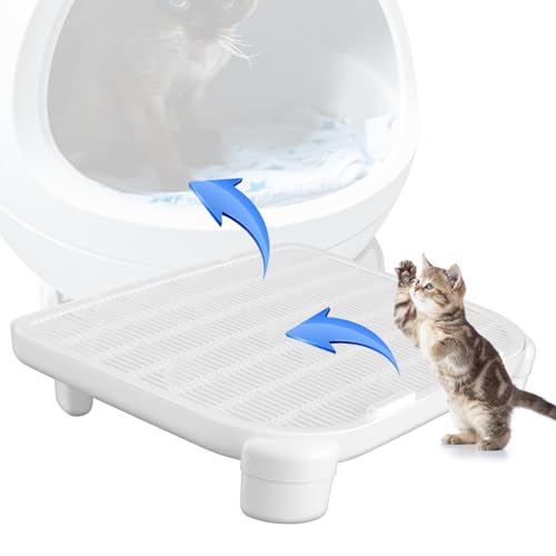 Kritkin Katzentoiletten-Rampe für Katzentoilette, einfache Reinigung, Stufe und Treppe, einfacher Einstieg für ältere Kätzchen, kompatibel mit verschiedenen Modellen, Müllbox (weiß, 50 x 40,6 x 9 cm) von Kritkin