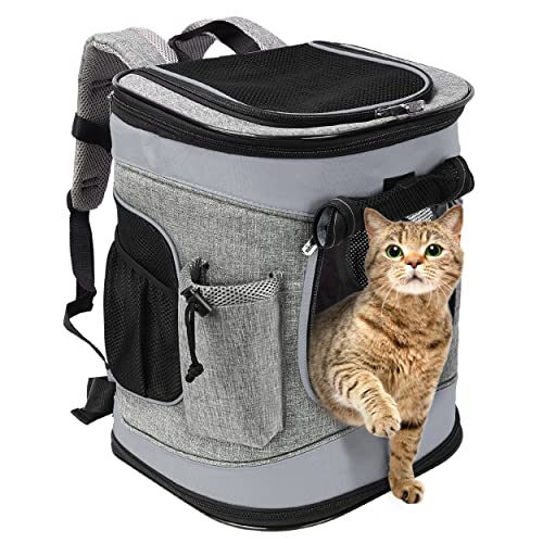 Kritter Planet Haustier-Rucksack mit Mesh-Fenster, atmungsaktive und Faltbare Hundetasche für Hunde und Katzen, herausnehmbare innere Haustier-Matte, für Wandern Radfahren Outdoor, 7kg Welpen von Kritter Planet