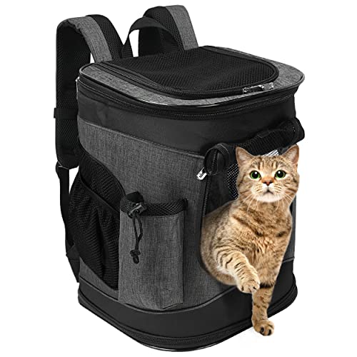 Kritter Planet Haustier-Rucksack mit Mesh-Fenster, atmungsaktive und Faltbare Hundetasche für Hunde und Katzen, herausnehmbare innere Haustier-Matte, für Wandern Radfahren Outdoor, 7kg Welpen von Kritter Planet