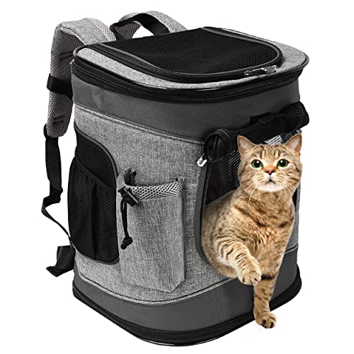 Kritter Planet Haustier-Rucksack mit Mesh-Fenster, atmungsaktive und Faltbare Hundetasche für Hunde und Katzen, herausnehmbare innere Haustier-Matte, für Wandern Radfahren Outdoor, 7kg Welpen von Kritter Planet