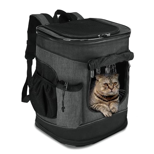 Kritter Planet Haustier-Tragerucksack für Hunde und Katzen, atmungsaktiver Haustier-Rucksack mit 2 Netzfenstern, tragbare Haustier-Tragetasche für Camping von Kritter Planet