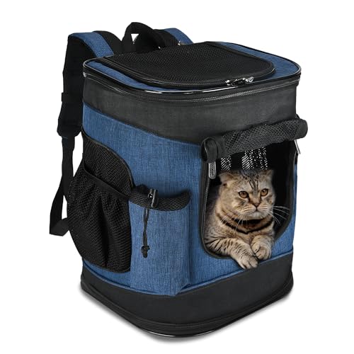 Kritter Planet Haustier-Tragerucksack für Hunde und Katzen, atmungsaktiver Haustier-Rucksack mit 2 Netzfenstern, tragbare Haustier-Tragetasche für Camping von Kritter Planet