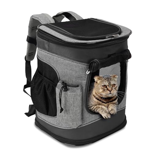 Kritter Planet Haustier-Tragerucksack für Hunde und Katzen, atmungsaktiver Haustier-Rucksack mit 2 Netzfenstern, tragbare Haustier-Tragetasche für Camping von Kritter Planet