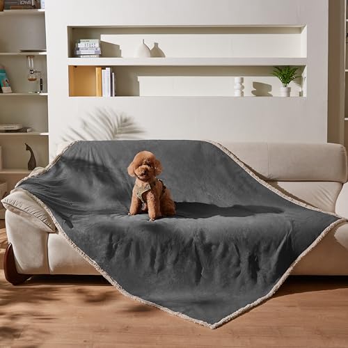 Kritter Planet Hundedecke Wasserdicht, Liebesdecke Sex Decke Wasserdicht, Waschbar Kuscheldecke Sofaschutz Tagesdecke für Sofa Autositz Couch Bett, XL 150x200cm Große Decke, Grau/Taupe von Kritter Planet