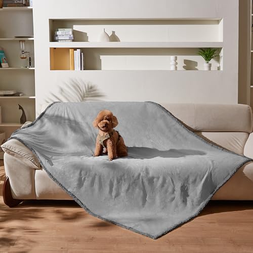 Kritter Planet Hundedecke Wasserdicht, Liebesdecke Sex Decke Wasserdicht, Waschbar Kuscheldecke Sofaschutz Tagesdecke für Sofa Autositz Couch Bett, XL 150x200cm Große Decke, Lt Grau/Dk Grau von Kritter Planet