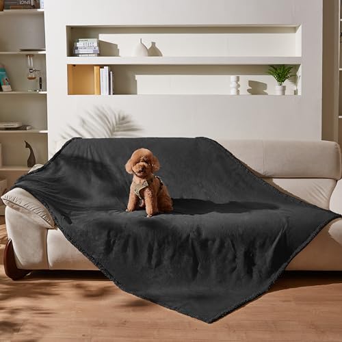 Kritter Planet Hundedecke Wasserdicht, Liebesdecke Sex Decke Wasserdicht, Waschbar Kuscheldecke Sofaschutz Tagesdecke für Sofa Autositz Couch Bett, XL 150x200cm Große Decke, Schwarz von Kritter Planet