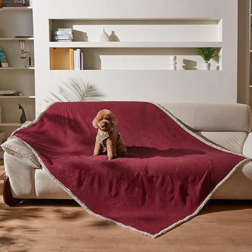 Kritter Planet Hundedecke Wasserdicht, Liebesdecke Sex Decke Wasserdicht, Waschbar Kuscheldecke Sofaschutz Tagesdecke für Sofa Autositz Couch Bett, XL 150x200cm Große Decke, Wein/Taupe von Kritter Planet