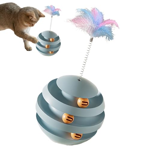 Krmoau Kätzchen-Puzzle, Katzenballspielzeug, Katzenspielzeug mit Ball, Katzenballturm-Drehteller, Hunde-Anreicherungsspielzeug, rollendes Katzenspielzeug für den Innenbereich von Krmoau