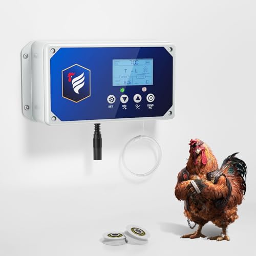 Krovtoy Automatische Hühnerstalltür Hühnerklappe Chicken-Door mit Lichtsensor Fernbedienungen, LED Display für Sichere Hühneraufzucht（Tür Nicht enthalten） von Krovtoy