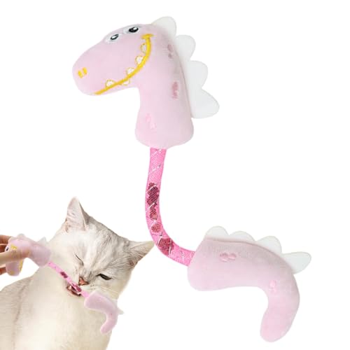 Krujecnt Cat Stick Toy Plush - Spring Dinosaur Design Cat Chew Sticks For Teeth - Bite-Resistant Soft Cat Tething Toy, Kitten Grinding Teeth Doll von Krujecnt