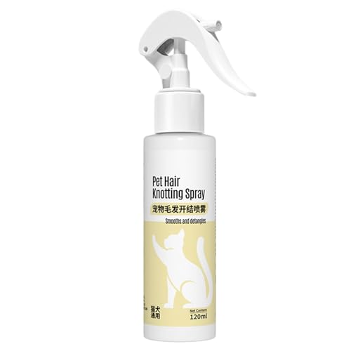 Krujecnt Hundehaarspray gegen Knoten, Leave-in-Entwirrungsspülung für Hunde - 120 ml Leave-in Detangler Conditioner Spray für Katzen | Waschfreier Conditioner zum Entwirren von Verfilzungen, von Krujecnt