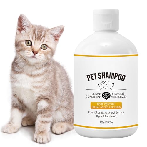 Krujecnt Hundeshampoo für empfindliche Haut, Sanftes Hundeshampoo, Haustier-Shampoo, Geruchsentferner, feuchtigkeitsspendend, Geruchsbeseitigendes Katzenshampoo, natürliches desodorierendes Pet von Krujecnt