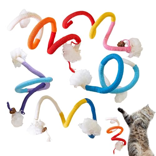 Krujecnt Kauspielzeug für Katzen,Kauspielzeug für Katzen - Interaktives Kauspielzeug mit Katzenminze | 5 lustige weiche Kauspielzeuge, niedliche Seilspielzeuge für frischen Atem, Zahnen, Reinigen von Krujecnt