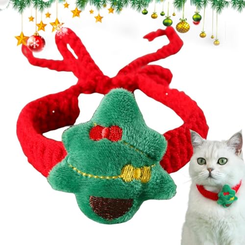 Krujecnt Weihnachts-Haustier-Bandana | Gestrickte Weihnachts-Haustierkleidung,Bequemes Weihnachtshalstuch, atmungsaktiver Hundeschal für Katzen, Kaninchen, Kätzchen von Krujecnt