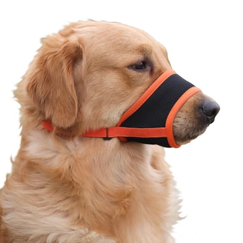 Kryrinl Hunde-Mundabdeckung, verstellbarer Maulkorb zum Beißen und Kauen, weicher Netzmaulkorb für kleine, mittelgroße und große Hunde (Orange, Größe 2XL) von Kryrinl