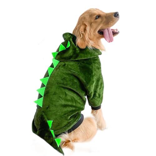 Fleece-Dinosaurier-Kostüm für große Hunde, warmer Pullover, Overall für Haustiere, Halloween, Cosplay, Mottoparty, Haustier-Outfit von Ksikdeg