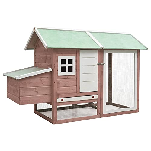 Ksodgun Hühnerkäfig Mokka 170x81x110 cm Massives Kiefern- und Tannenholz Outdoor Bunny Rabbit Hutch Hühnerkäfig mit Belüftungstür Abnehmbares Tablett und Rampe Hühnernistkasten von Ksodgun