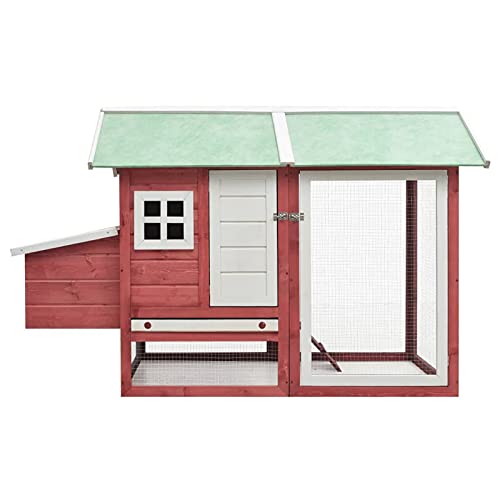 Ksodgun Hühnerkäfig Rot 170x81x110 cm Massives Kiefern- und Tannenholz Outdoor Bunny Rabbit Hutch Hühnerkäfig mit Belüftungstür Abnehmbares Tablett und Rampe Hühnernistkasten von Ksodgun