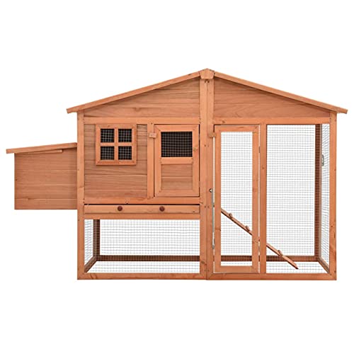 Ksodgun Hühnerstall mit Nistkasten Massivtannenholz Outdoor Bunny Rabbit Hutch Hühnerkäfig mit Belüftungstür Abnehmbares Tablett & Rampe Hühnernistkasten von Ksodgun