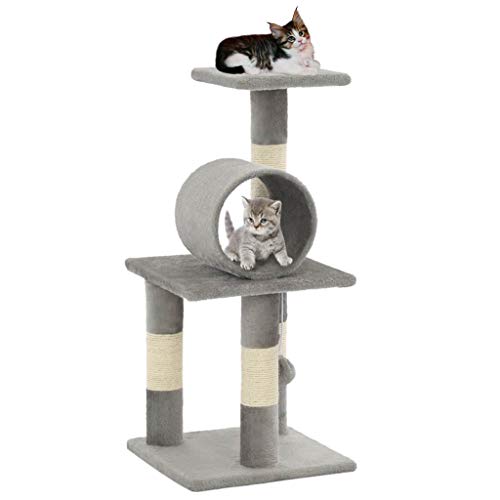 Ksodgun Katzen-Kratzbaum Sisal Katzenmöbel Kletterbaum für Kätzchen Katzen Katzenbaum Katzenkratzbaum 65 cm Grau von Ksodgun