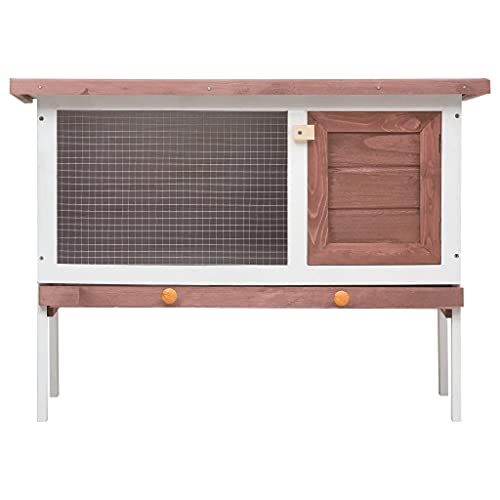 Ksodgun Outdoor Rabbit Hutch 1 Schicht Brown Wood mit Belüftung Eng gestricktes Eisendrahtnetz und herausnehmbares Tablett von Ksodgun