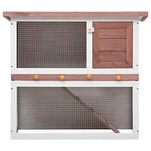 Ksodgun Outdoor Rabbit Hutch 1 Tür Brown Wood mit Belüftung Engmaschiges Eisendrahtnetz und herausnehmbares Tablett von Ksodgun