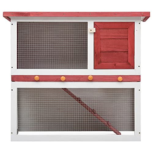 Ksodgun Outdoor Rabbit Hutch 1 Tür rotes Holz mit Belüftung Eng gestricktes Eisendrahtnetz und herausnehmbares Tablett von Ksodgun