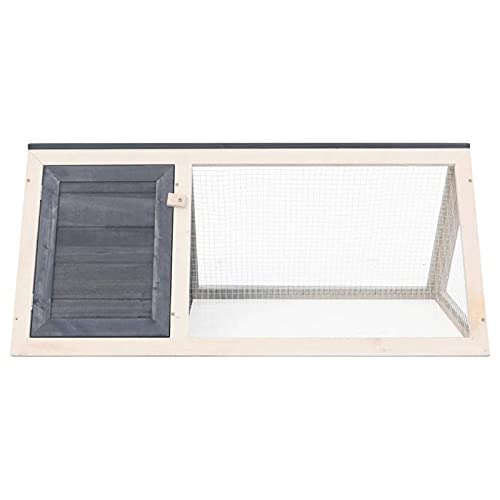 Ksodgun Tierkaninchen Hutch Indoor Bunny Cage Grau Premium behandeltes Tannenholz mit Eisendrahtgitter und leicht zu öffnender Tür von Ksodgun