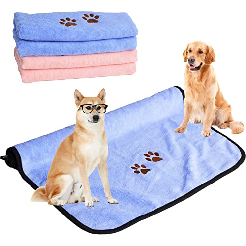 Ksvaye 2 Stück Hundehandtuch Extra Saugfähig 90 x 50 cm Microfaser Handtücher für Hunde Katzen Schnelltrocknend Hundebademantel Weich Haustierhandtuch Haustier Badetuch Handtuch (Blau und Pink) von Ksvaye