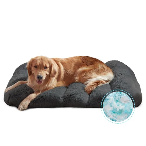 Kudoggy Flauschige Hundeboxunterlage aus geschreddertem Memory-Schaum, warmes Plüsch-Hundebett für XX-Large Hunde, beruhigendes Anti-Angst-Haustierbett für Kiste, waschbar, weiche Hundebox-Matte mit von Kudoggy