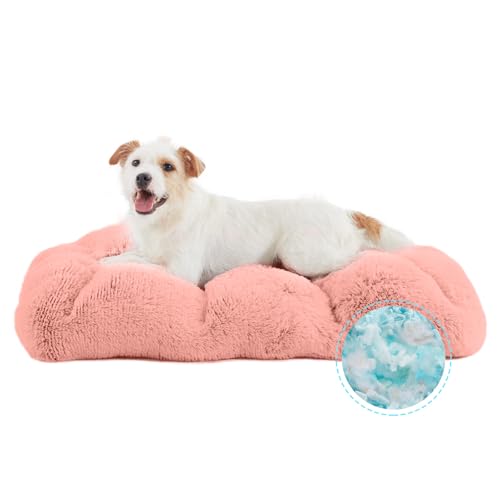 Kudoggy Geschreddertes Memory-Foam-Pad für Katzen- und Hundekäfige, warmes Plüsch-Kunstfell, Hundebett für kleine Hunde, beruhigendes Anti-Angst-Haustierbett für Kiste, waschbar, weiche Hundebox-Matte von Kudoggy