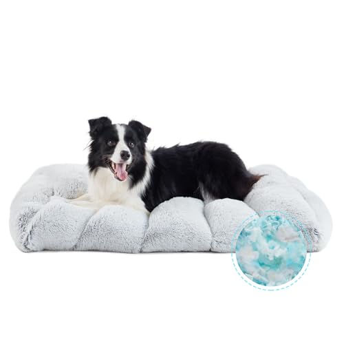 Kudoggy Hundebetten für XL-Hunde, weiche Hundebox-Polsterung, waschbar, großes Hundebett mit rutschfester Unterseite, Hundebett für Käfig/Zwinger/Käfig, 104,1 x 71,1 cm, Grau von Kudoggy