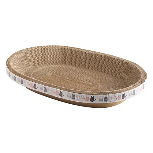 Kratzbretter Katze, 2 In 1 Ovales Katzenkratzbretter, Wellpappe Katzenkratzbrett, Corrugated Lounge Kratzpappe Für Katzen Bett, Katzen Kratzmöbel Für Couch&Teppiche&Sofas von Kuehssn