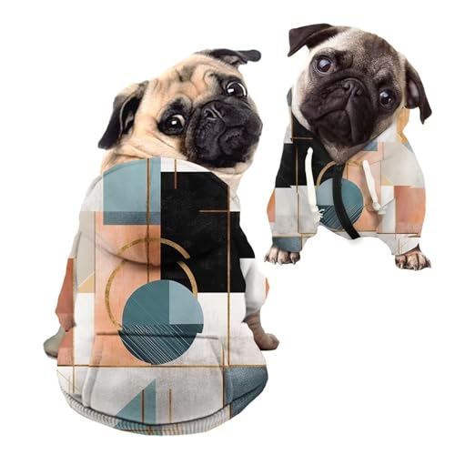 Kuiaobaty Abstrakte minimalistische Kunst Hund Hoodies für kleine Hunde Kleidung Bekleidung, geometrische runde quadratische Welpen Haustier Sweatshirt Mantel Outfits von Kuiaobaty