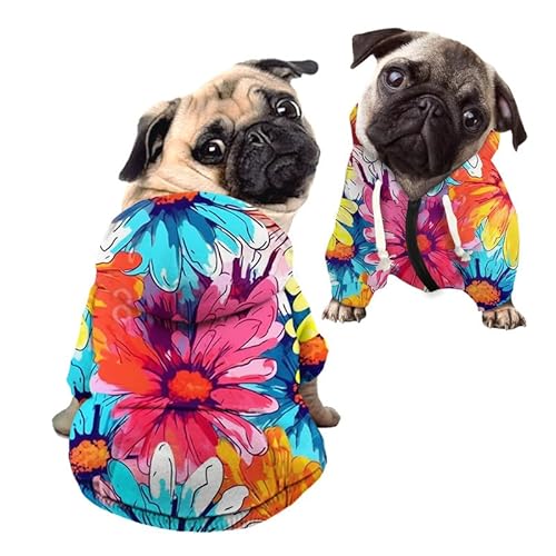 Kuiaobaty Bunte Farbe Daisy Hund Hoodies Kleidung Haustier Katze Herbst Warme Hoodies, Blumen Hund Kostüme Outfits Kleidung Bekleidung von Kuiaobaty