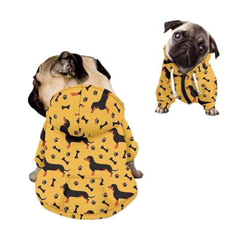 Kuiaobaty Cartoon Dackel Hund Druck Sweatshirt für Kleine Hunde Katzen Nette Pfoten Haustiere Hoodies, Gelb Warm Herbst Hoody Hund Kleidung Pullover Kuiaobaty Cartoon Dackel Hund Druck Sweatshirt für Kleine Hunde Katzen Nette Pfoten Haustiere Hoodies, Gelb Warm Herbst Hoody Hund Kleidung Pullover von Kuiaobaty
