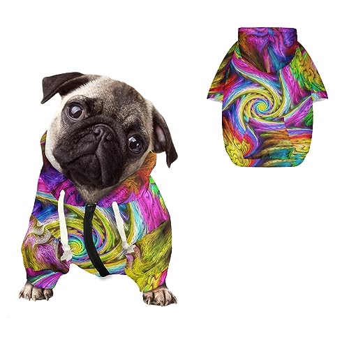 Kuiaobaty Color Art Kleine Hundekleidung Outfit Hund Hoodie Abstrakte Fraktale Spirale Haustier Sweatshirt Pullover Outfits für mittelgroße Hunde von Kuiaobaty