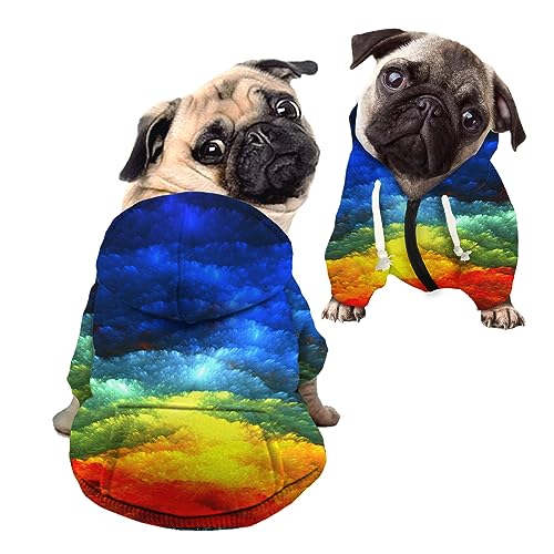 Kuiaobaty Color Cloud Art Hunde-Kapuzenpullover für kleine Hunde, Regenbogen-Farbverläufe, atmungsaktiv, Spielkleidung, Sweatshirt von Kuiaobaty