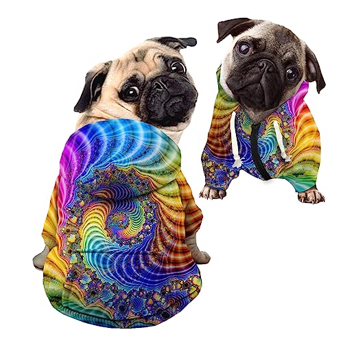 Kuiaobaty Fractal Art Hundepullover, bequem, Hunde-Kapuzenpullover, Haustierkleidung, abstrakte Farbe, dehnbarer Hunde-Einteiler für kleine, mittelgroße Hunde von Kuiaobaty