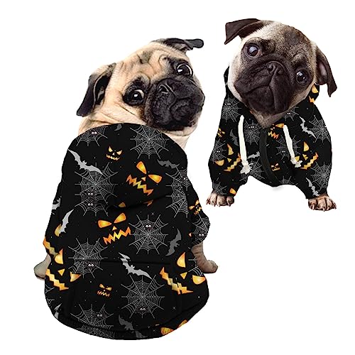 Kuiaobaty Halloween-Geister-Kostüm für kleine und mittelgroße Hunde und Welpen, warmes Sweatshirt, Spinnennetz-Druck, Haustierbekleidung von Kuiaobaty