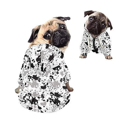 Kuiaobaty Hunde-Kapuzenpullover mit Kuh-Aufdruck, Hunde-Sweatshirt, grau-schwarze Punkte, Haustier-Katze, Herbst, warme Kapuzenpullover, Hunde-Outfits von Kuiaobaty