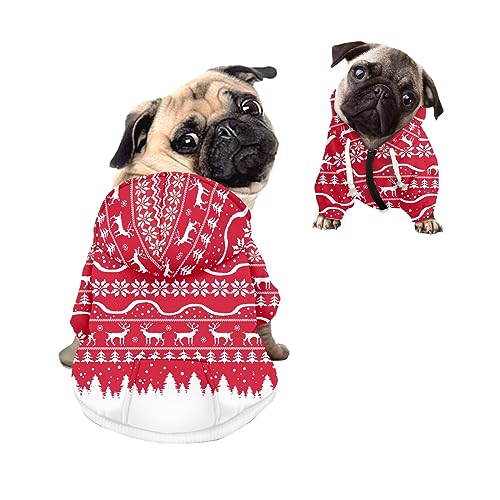 Kuiaobaty Hunde-Kapuzenpullover mit Schneeflocken-Druck, Reißverschluss, Haustier-Sweatshirt, ethnischer Hirsch-Hundepullover, Hundebekleidung, Rot Kuiaobaty Hunde-Kapuzenpullover mit Schneeflocken-Druck, Reißverschluss, Haustier-Sweatshirt, ethnischer Hirsch-Hundepullover, Hundebekleidung, Rot von Kuiaobaty