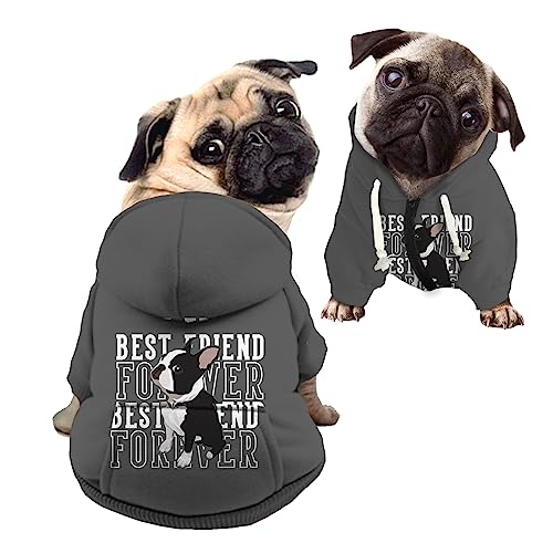 Kuiaobaty Hunde-Kapuzenpullover mit süßem Aufdruck "Best Friend", Hunde-Sweatshirt, Welpen-Kapuzenjacke, Grau von Kuiaobaty