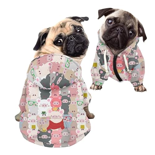 Kuiaobaty Hundepullover mit niedlichem Schweinemuster, Reißverschluss, Haustier-Sweatshirt, Kapuzenpullover, Cartoon-Schweine-Druck, Hundebekleidung Kuiaobaty Hundepullover mit niedlichem Schweinemuster, Reißverschluss, Haustier-Sweatshirt, Kapuzenpullover, Cartoon-Schweine-Druck, Hundebekleidung von Kuiaobaty