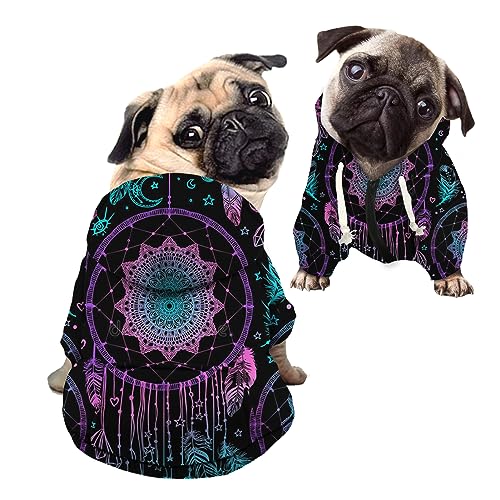 Kuiaobaty Indischer Traumfänger für kleine Hunde, Hoodies, Kleidung, Outfit, Bohemia, ethnisches Haustier-Sweatshirt, Pullover, Outfits für mittelgroße und große Hunde von Kuiaobaty