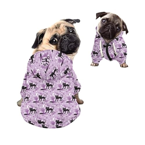 Kuiaobaty Kapuzen-Sweatshirt mit Katzenmotiv für Hunde und Katzen, Kapuzenmantel mit Hut, Halloween-Augenmuster, kleine Haustiere, Pullover, Kleidung Outfits von Kuiaobaty