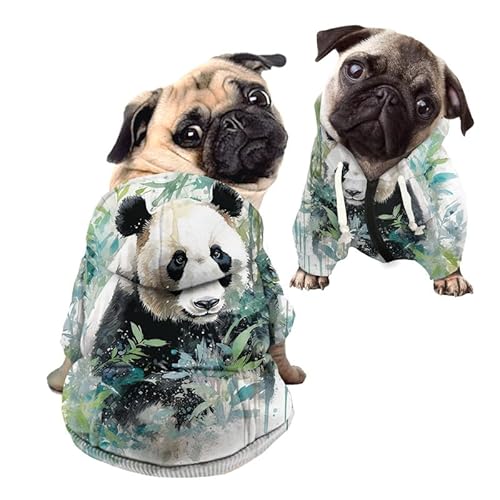 Kuiaobaty Kapuzenjacke für kleine Hunde, mit Panda-Druck, atmungsaktiv, Reißverschluss, mit Tasche, niedlicher Pandabären, weicher Welpen-Kapuzenpullover von Kuiaobaty